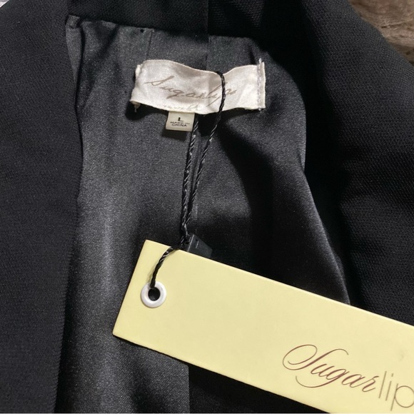 NWT Sugar Lips Black Cream Metallic Weave Tweed Blazer Jacket - Picture 5 of 6